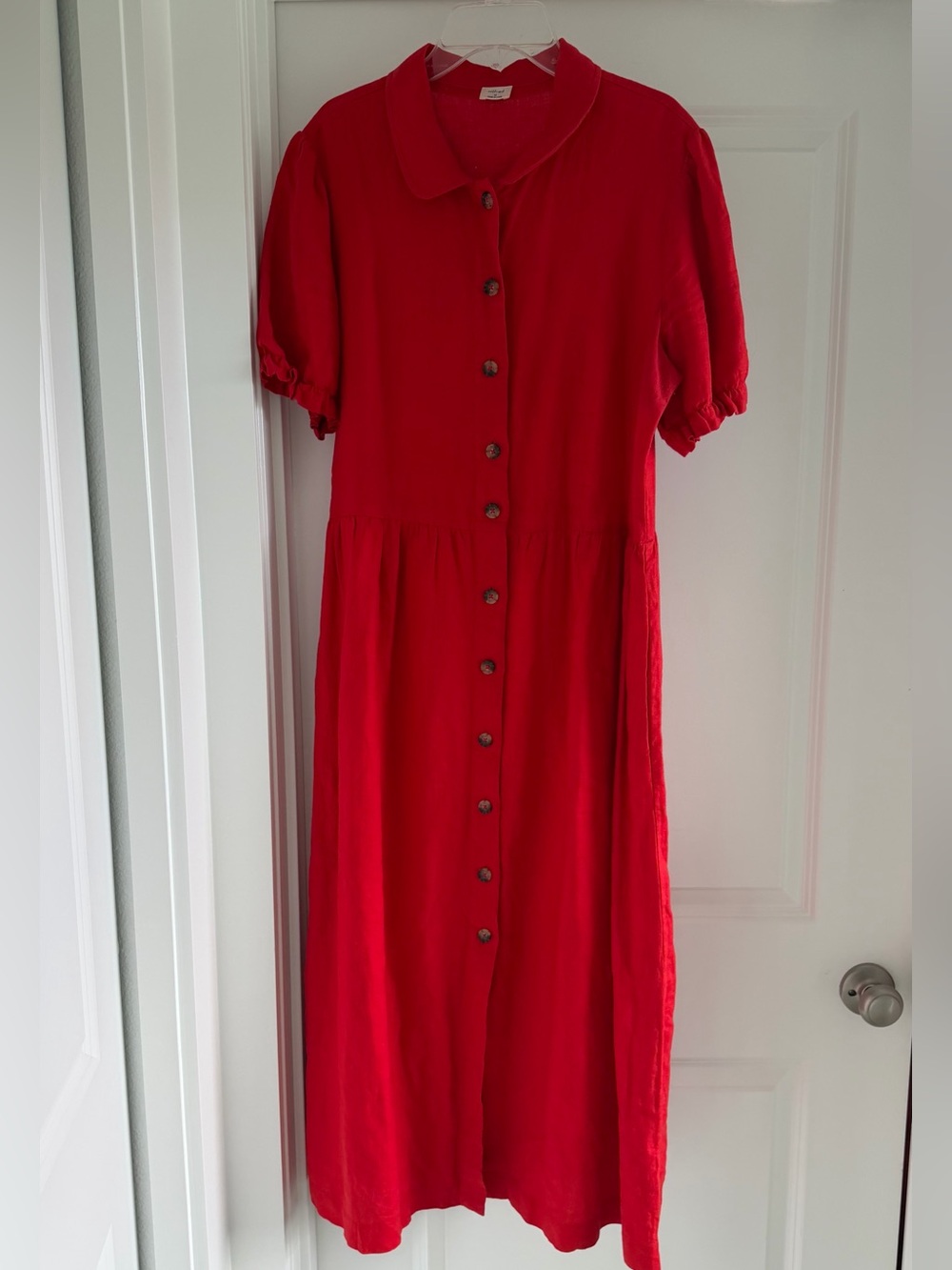 Wilfred Red Button-Front Midi Dress